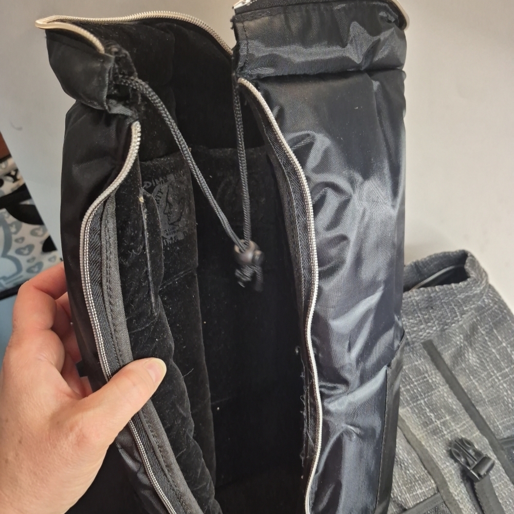 Gray Backpack with Green Stitching - image 10